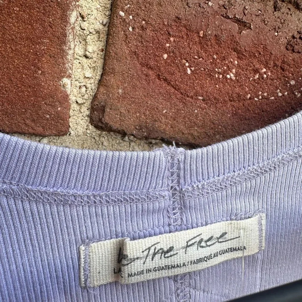 Free People We The Free Ribbed Tank Top Lavender Scoop Neck Racerback L NEW